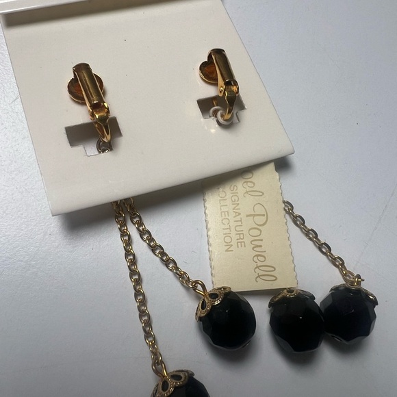Vintage Joel Powell Designs Clip Earrings Gold/Black - Picture 8 of 8